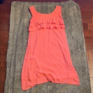 Vibrant Coral Ruffle Dress